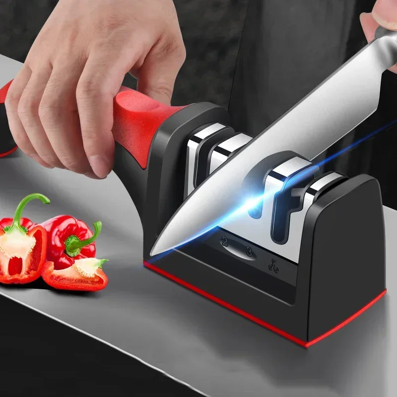 Kitchen Gadgets Needed - Трехступенчатая точилка для ножей, многофункциональная ручная